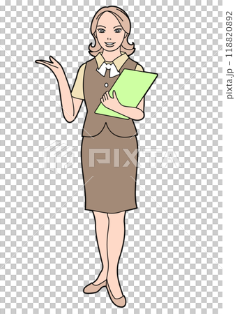 20-3 Office lady holding a file and showing you around 118820892