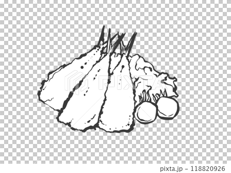 イワシのフライの手描き筆絵風イラスト イワシのフライの手描き筆絵風イラスト 118820926