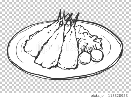 イワシのフライの手描き筆絵風イラスト イワシのフライの手描き筆絵風イラスト 118820928