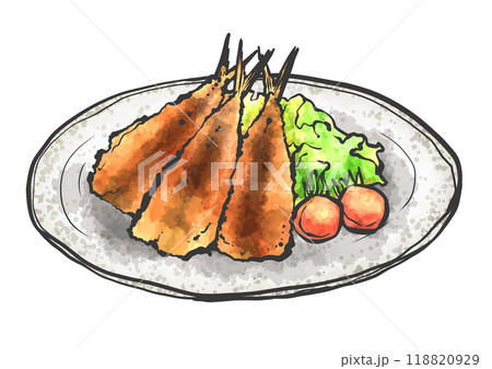 イワシのフライの手描き筆絵風イラストのイラスト素材 [118820929] - PIXTA