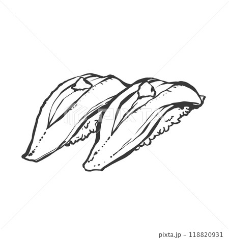 イワシの握りの手描き筆絵風イラスト イワシの握りの手描き筆絵風イラスト 118820931