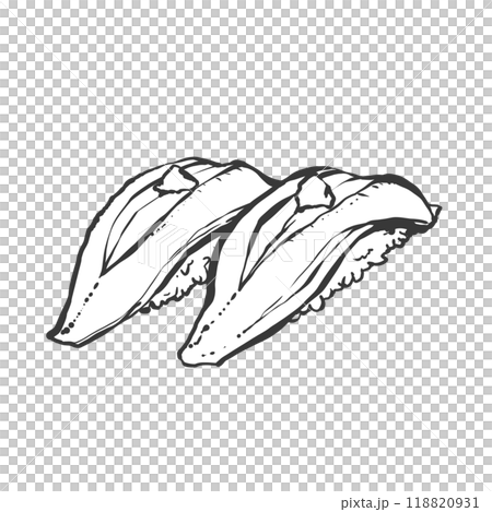 Hand-drawn brush-style illustration of sardine nigiri 118820931