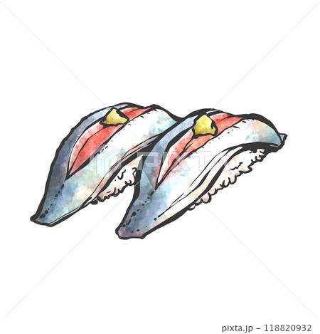 イワシの握りの手描き筆絵風イラスト イワシの握りの手描き筆絵風イラスト 118820932