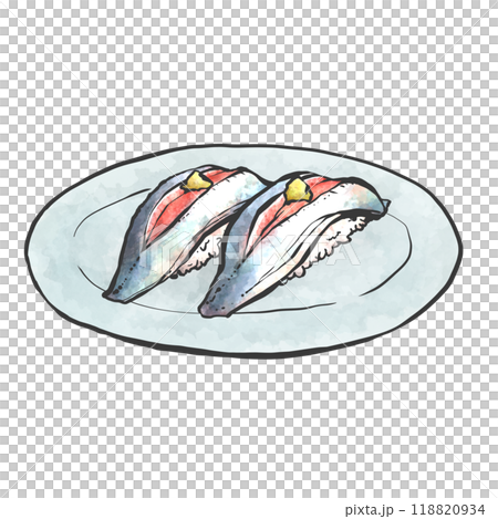 一把沙丁魚的手繪畫筆繪畫風格插圖 118820934