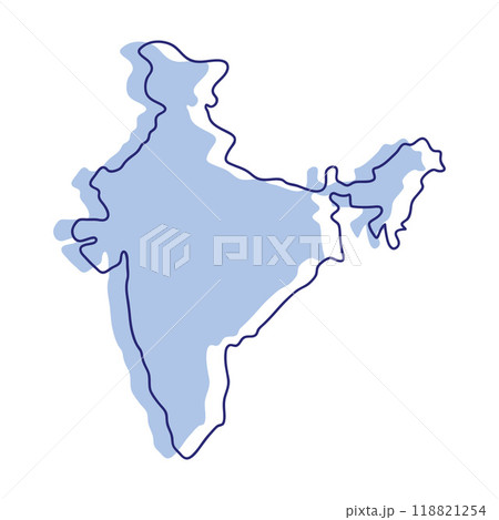 Map of India in blue color, and outline. Silhouette of Country isolated on white background. Map of India in blue color, and outline. Silhouette of Country isolated on white background. 118821254