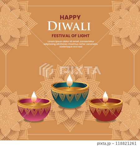 Traditional diwali festival card.Social media template.Vector illustration 118821261