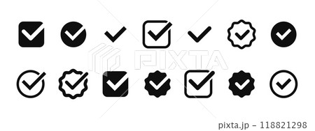 Checkmark icon. Checkmark vector set.Checked check box sign.Approved symbol.Vector illustration Checkmark icon. Checkmark vector set.Checked check box sign.Approved symbol.Vector illustration 118821298