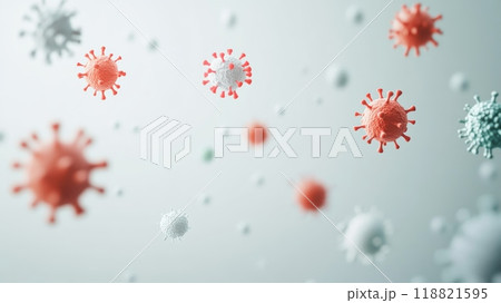 3D rendering of virus particles floating in the...のイラスト素材 [118821595 ...