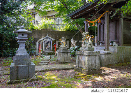 Shimenawa and shide at small shrine, Kanazawa, Japan Shimenawa and shide at small shrine, Kanazawa, Japan 118821627