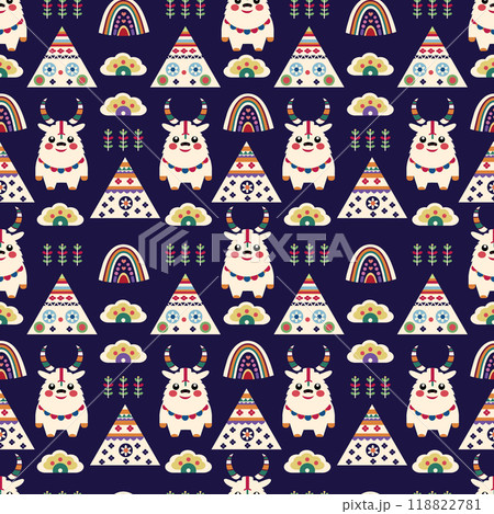 bright deer on a dark background. seamless pattern 118822781