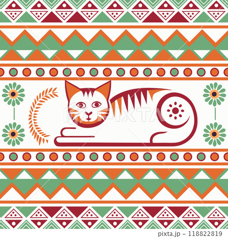 cat on a white background border. seamless pattern 118822819