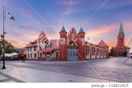 Old Fire Station and St. Andrew Bobola Church at Sunrise, Bydgoszcz, Poland Old Fire Station and St. Andrew Bobola Church at Sunrise, Bydgoszcz, Poland 118822825
