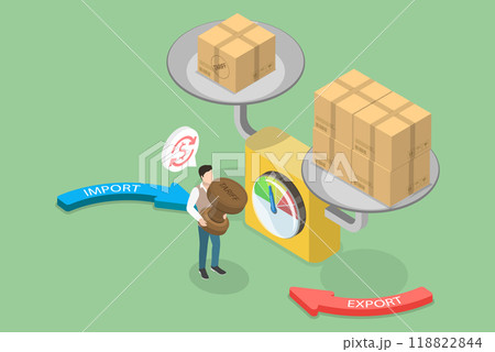 3D Isometric Flat Vector Illustration of Import And Export Taxes, Export-import Management 118822844