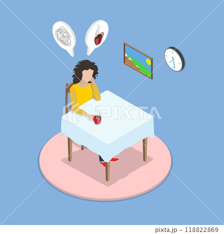 3D Isometric Flat Vector Illustration of Monday Morning, Tired and Red Eyed Problem of Insomnia 3D Isometric Flat Vector Illustration of Monday Morning, Tired and Red Eyed Problem of Insomnia 118822869