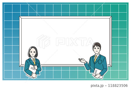案内をする学生のイラスト　バナー 118823506
