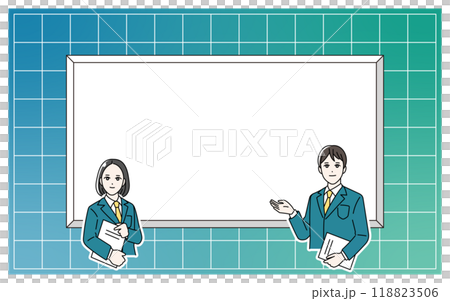 Illustration of a student giving a guide Banner 118823506