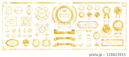 最高級のラグジュアリー デザイン ベクター 素材 セット 白 金 最高級のラグジュアリー デザイン ベクター 素材 セット 白 金 118823915