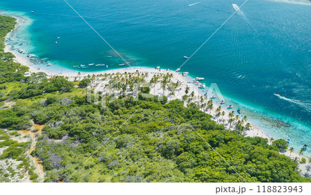 Top view in Caribbean island Paradisiacal - Cayo Sombrero - Morrocoy, Venezuela. Aerial View. 118823943