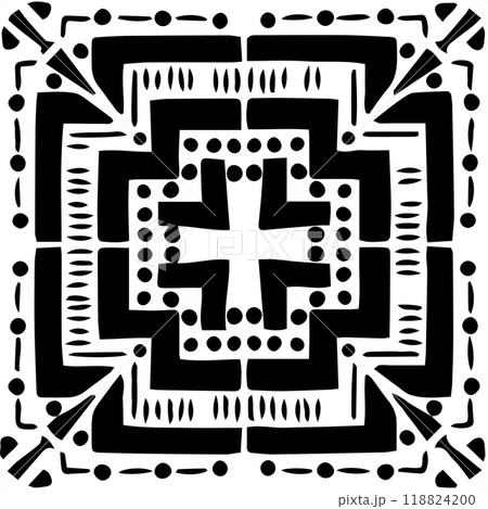 Geometry black white repeat abstract seamless pattern. Vector illustration on white background 118824200