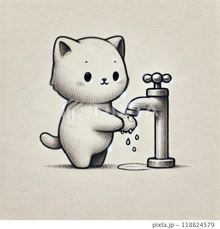 手を洗う猫 118824579