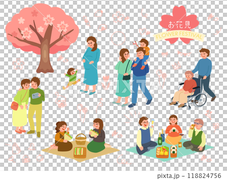 賞櫻花的人和裝飾套裝 118824756