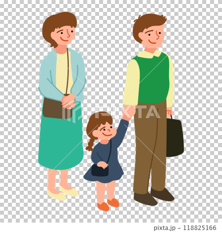 Illustration of a family of three going out 118825166