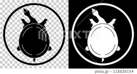 Vector illustration of a soft-shelled turtle in the style of a family crest. Vector illustration of a soft-shelled turtle in the style of a family crest. 118826154