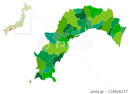 高知　日本　地図　緑　アイコン	 118826257