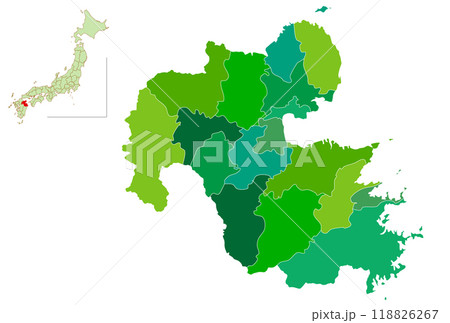 大分　日本　地図　緑　アイコン	 118826267