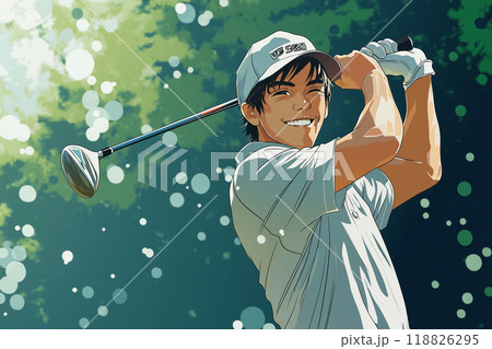 ゴルフをする男性 118826295