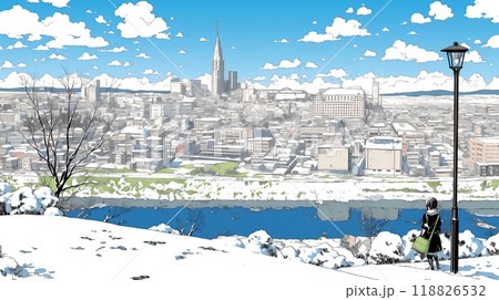 都市の雪景色