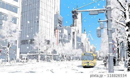都市の雪景色