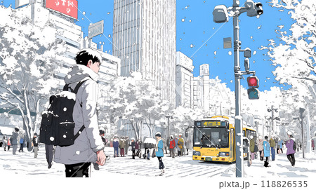 都市の雪景色
