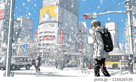 都市の雪景色