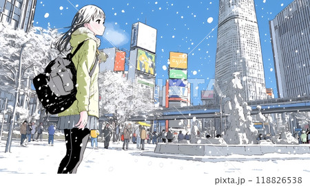 都市の雪景色