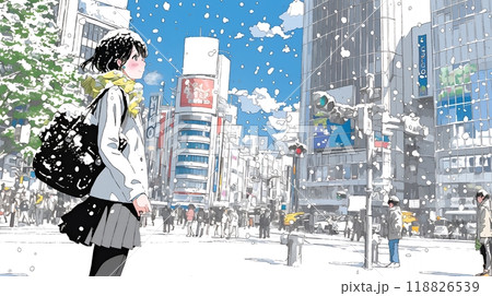 都市の雪景色