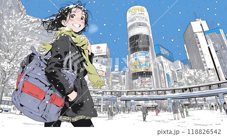 都市の雪景色