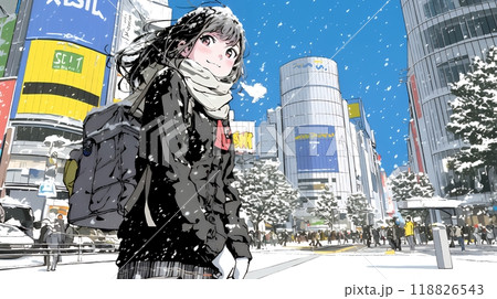 都市の雪景色