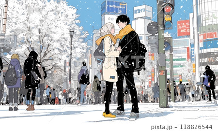 都市の雪景色