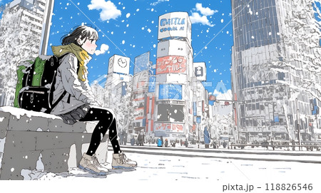 都市の雪景色