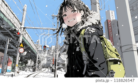 都市の雪景色