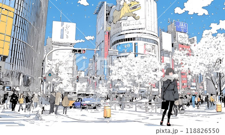 都市の雪景色