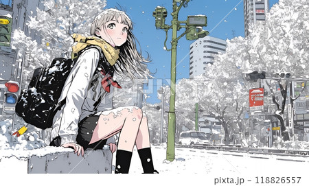 都市の雪景色