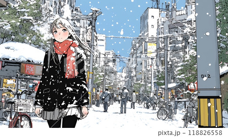 都市の雪景色