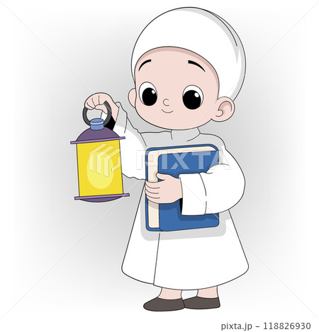 muslim boy goes to place of worship carrying holy book 118826930