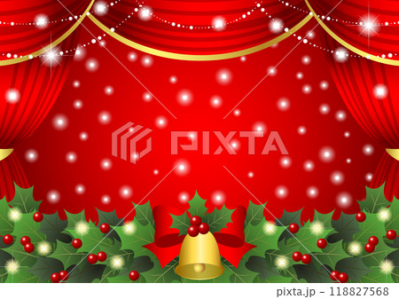 クリスマス背景、緞帳、かわいい、赤、イラスト、横、ゴージャス 118827568