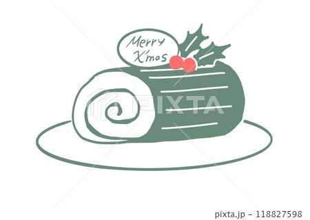 お皿にのったクリスマスのブッシュドノエル お皿にのったクリスマスのブッシュドノエル 118827598