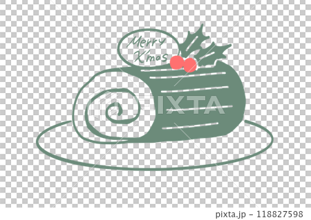 お皿にのったクリスマスのブッシュドノエル お皿にのったクリスマスのブッシュドノエル 118827598