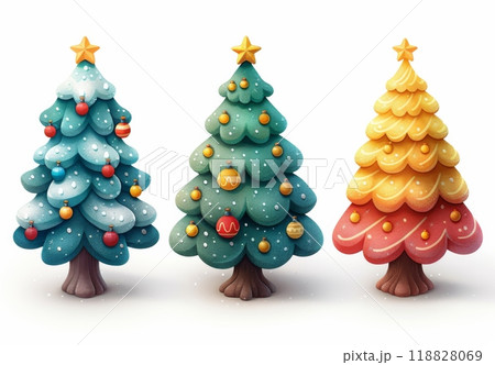 かわいいクリスマスツリーセット かわいいクリスマスツリーセット 118828069