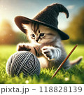 毛糸遊びに夢中な魔女ネコ 118828139